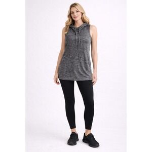 Gaiam Gray Sleeveless Hoodie Tunic Women's Size SP | Lightweight Athleisure Top‎